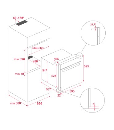 Teka HLB 8400 FBK Horno multifunción A+ de acabado Cristal Full Black, Negro, Serie Maestro