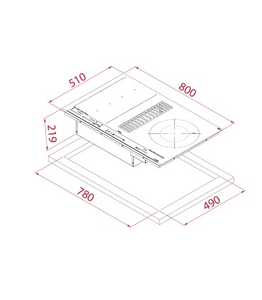 Teka MasterSense Air AFC 87628 MST Placa de inducción FullFlex con campana integrada de 80 cm, Negro, Serie Maestro