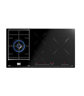 Teka JZC 94313 ABN Placa Hybrid Inducción y Gas de 90 cm con Touch Control Multislider y 4 zonas, Negro, Serie Maestro