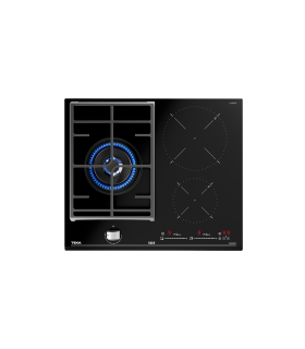 Teka JZC 63312 ABN Placa Hybrid Inducción y Gas de 60 cm con funciones directas y 3 zonas, Negro, Serie Maestro