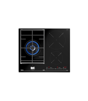 Teka JZC 63312 ABN Placa Hybrid Inducción y Gas de 60 cm con funciones directas y 3 zonas, Negro, Serie Maestro