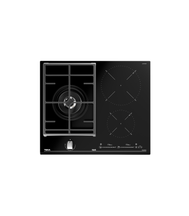 Teka JZC 63312 ABN Placa Hybrid Inducción y Gas de 60 cm con funciones directas y 3 zonas, Negro, Serie Maestro
