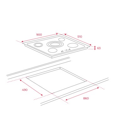 Teka TR 951 Vitrocerámica de 90 cm con 5 zonas con Touch Control, Negro, Serie Maestro