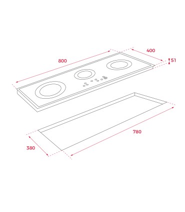 Teka TRC 83631 TCS Vitrocerámica de 80 cm con 3 zonas con Touch Control, Negro, Serie Maestro