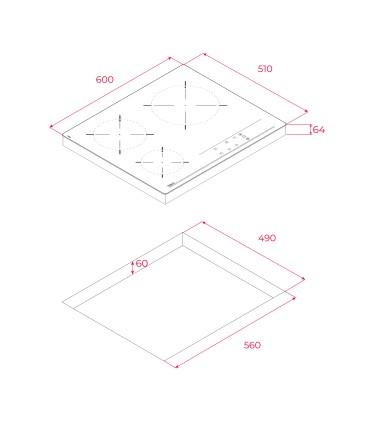 Teka TBC 63632 TTC Placa vitrocerámica de 60 cm con 3 zonas de cocinado, Negro, Serie Maestro
