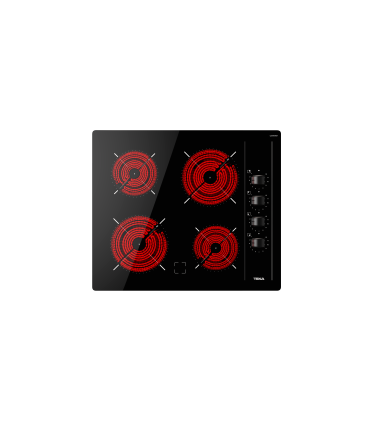 Teka TBC 64000 XFL Placa vitrocerámica de 60 cm con 4 zonas y mandos laterales, Negro, Serie Easy
