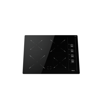 Teka TBC 64000 XFL Placa vitrocerámica de 60 cm con 4 zonas y mandos laterales, Negro, Serie Easy