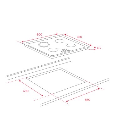 Teka TZ 6315 Vitrocerámica de 60 cm con 3 zonas con Touch Control, Negro, Serie Easy