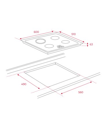 Teka TB 6310 Vitrocerámica de 60 cm con 3 zonas con Touch Control, Negro, Serie Easy