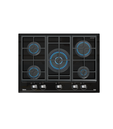 Teka GZC 75330 XBN Placa cristal gas de 70 cm con función ExactFlame, gas natural, Negro, Serie Maestro