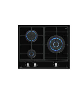 Teka GZC 63310 XBN Placa Cristal Gas de 60 cm con función ExactFlame, gas natural, Negro, Serie Maestro