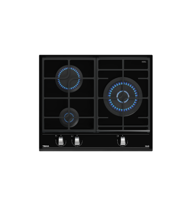 Teka GZC 63310 XBN Placa Cristal Gas de 60 cm con función ExactFlame, gas natural, Negro, Serie Maestro