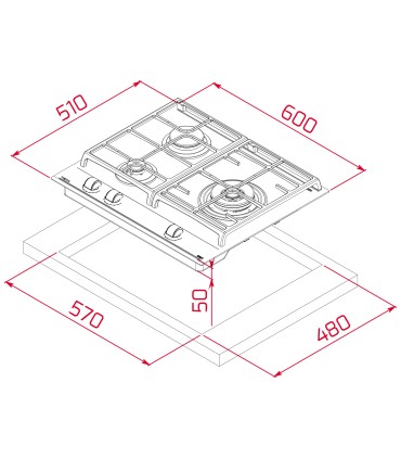 Teka GZC 63310 XBN Placa Cristal Gas de 60 cm con función ExactFlame, gas natural, Negro, Serie Maestro