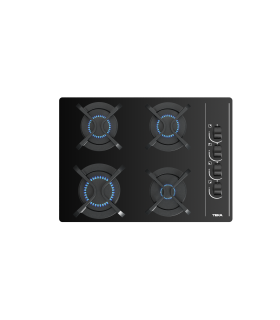 Teka GBC 64003 KBA Placa Cristal Gas de 60 cm con mandos frontales ergonómicos, gas butano, Negro, Serie Total