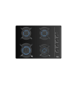 Teka GBC 64003 KBA Placa Cristal Gas de 60 cm con mandos frontales ergonómicos, gas butano, Negro, Serie Total