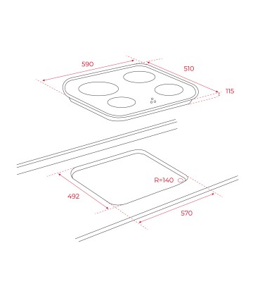 Teka CG.1 4G AI AL Placa polivalente de 60 cm con 4 quemadores, gas butano, Acero inoxidable, Serie Easy