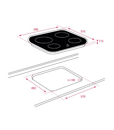 Teka CG.1 4G AI AL Placa polivalente de 60 cm con 4 quemadores, gas natural, Acero inoxidable, Serie Easy