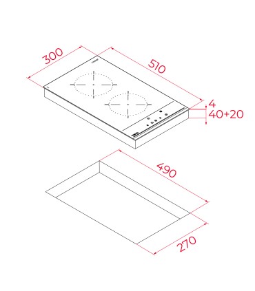 Teka TZC 32000 TTC BK Placa vitrocerámica modular de 30 cm con potencia nominal máxima de 1.200 W, Negro, Serie Total
