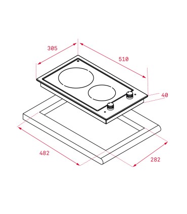 Teka EFX 30.1 2H Placa Modular Vitrocerámica de 30 cm con 2 zonas de cocción, Acero inoxidable, Serie Easy