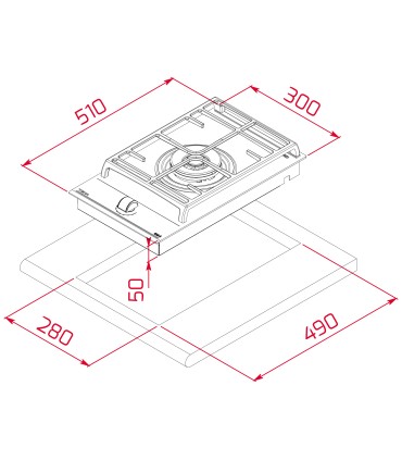 Teka GZC 31330 XB Placa Cristal Gas Modular de 30 cm con función ExactFlame, gas butano, Negro, Serie Maestro