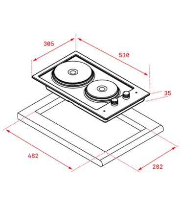 Teka EFX 30.1 2P Placa Modular de 30 cm con 2 placas eléctricas blindadas, Acero inoxidable, Serie Easy