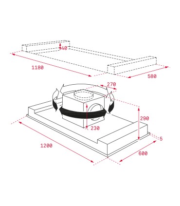 Teka DHT 1285 Isla Campana de techo de 120 cm con aspiración perimetral y motor EcoPower, Acero inoxidable, Serie Maestro