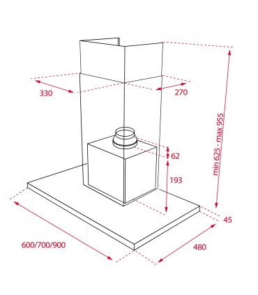 Teka DSJ 750 Campana decorativa de 70 cm con 3 velocidades, Acero inoxidable, Serie Easy