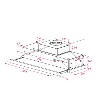 Teka CNL 9610 Campana Extensible de integración de 90 cm en acero inoxidable antihuellas, Acero inoxidable, Serie Total