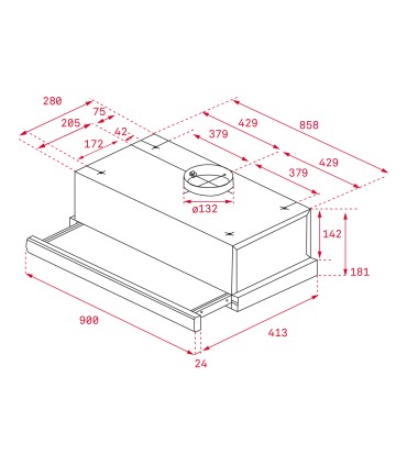 Teka TL 9310 Campana Extensible de 90 cm con motor de doble turbina y 2 velocidades, Acero inoxidable, Serie Easy