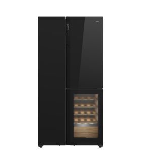 Teka RLF 85950 GBK Frigorífico americano de cristal con vinoteca integrada, Negro, Serie Maestro, 183 x 91,1 cm