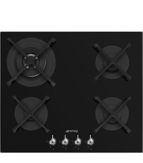 Smeg PV364N Encimera de Gas, Estética Clásica, Negro, 60 cm