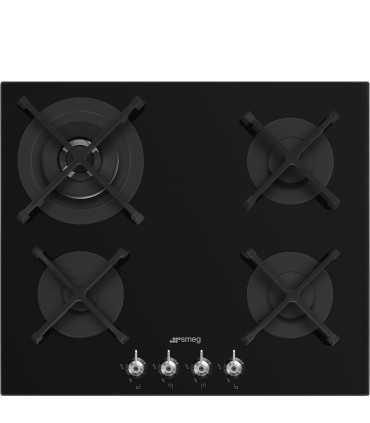 Smeg PV364N Encimera de Gas, Estética Clásica, Negro, 60 cm