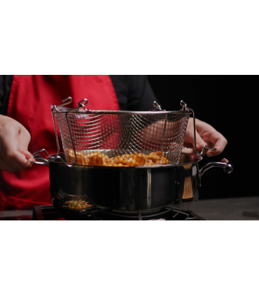 Teka Freidora Olla freidora con cestilla de acero inoxidable de Ø24cm, apta para todas las placas