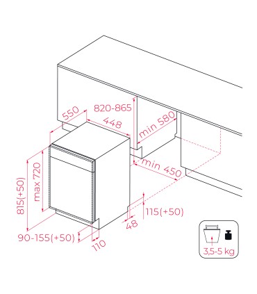 Teka DFI 44800 Lavavajillas integrable de 45 cm para 10 cubiertos, 6 programas y bandeja deslizante Extra Tray, Serie TOTAL