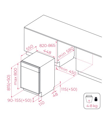 Teka DFI 44850 Lavavajillas integrable de 45 cm para 10 cubiertos, puerta deslizante y bandeja deslizante Extra, Serie TOTAL