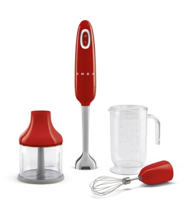 Smeg HBF03RDEU Batidora de mano con accesorios, 50's Style, Rojo