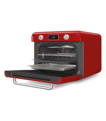 Smeg COF01RDEU Horno sobre encimera multifunción con vapor combinado, 50's Style, Rojo