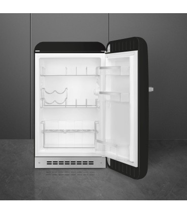Smeg FAB10HRBL6 Frigorífico monopuerta 50's Style, Estático, Bisagras derecha, Negro, 97 x 54,5 cm