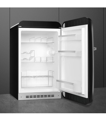 Smeg FAB10HRBL6 Frigorífico monopuerta 50's Style, Estático, Bisagras derecha, Negro, 97 x 54,5 cm