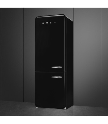 Smeg FAB38LBL6 Frigorífico combinado 50's Style, Bisagras izquierda, Negro, 205 x 70,6 cm