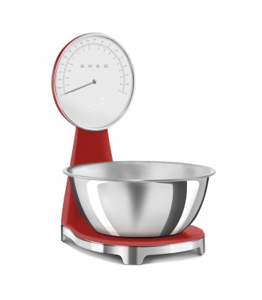 Smeg KSF01RDWW Báscula de cocina analógica 50's Style, Rojo