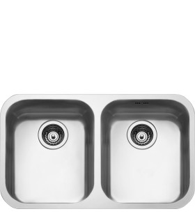 Smeg UM4040 Fregadero Acero Inoxidable, 2 cubetas de 34 cm, Instalación Bajo Encimera