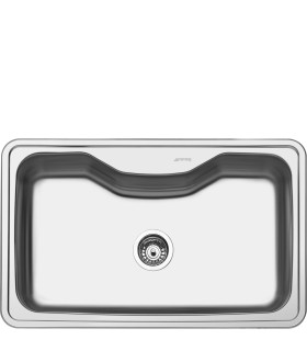 Smeg LYG800 Fregadero Acero Inoxidable, 1 cubeta de 72 cm, Instalación Sobre Encimera