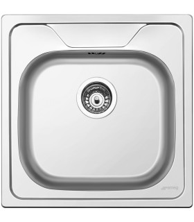 Smeg LYP501 Fregadero Acero Inoxidable, 1 cubeta de 41 cm, Instalación Sobre Encimera