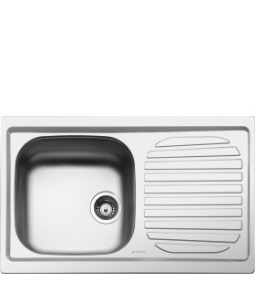 Smeg LYP791D Fregadero Acero Inoxidable, 1 cubeta de 37 cm, Instalación Sobre Encimera, Escurridor Derecho
