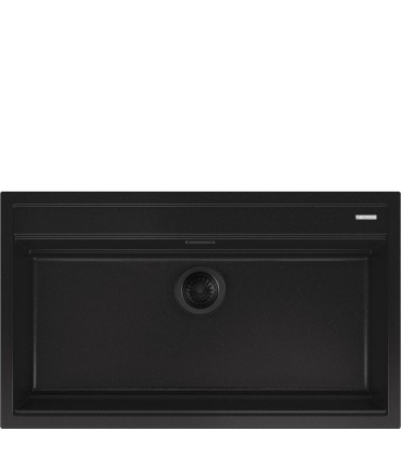 Smeg VSGX860MN Fregadero Granito Negro, 1 cubeta de 79,6 cm, Instalación Sobre Encimera