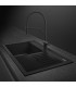 Smeg VSGX860MN Fregadero Granito Negro, 1 cubeta de 79,6 cm, Instalación Sobre Encimera