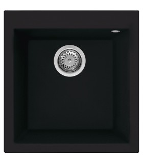 Smeg VZ45N Fregadero Granito Negro, 1 cubeta de 40 cm, Instalación Sobre Encimera