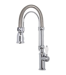 Smeg MIDR7CR-2 Grifo cocina monomando, Caño giratorio 180° flexible, Estética Colonial, Color Cromo