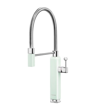 Smeg MDF50PG Grifo cocina monomando Semi-profesional, Caño giratorio 360° flexible, Estética 50's Style, Color Verde